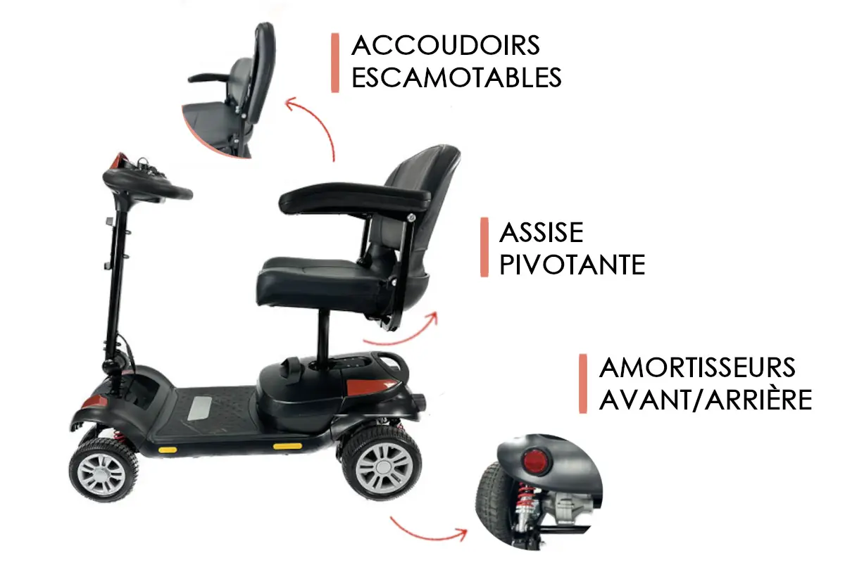 Scooter pmr personnes agées avec siège pivotant pratique