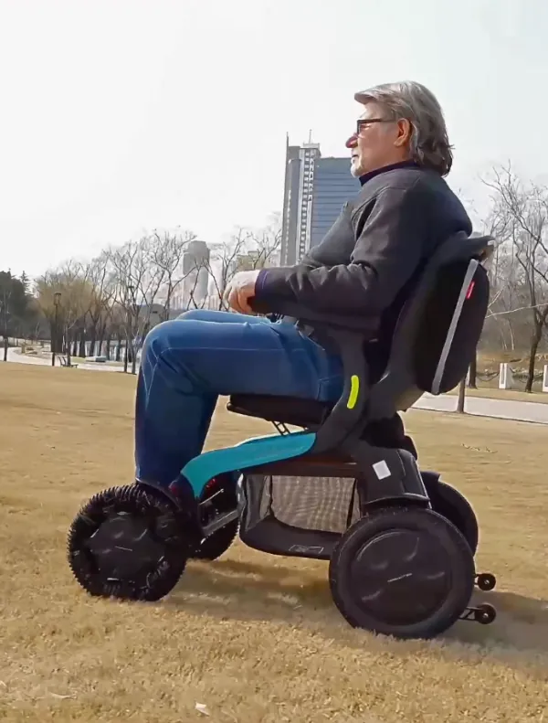 fauteuil roulant tout terrain herbe pelouse
